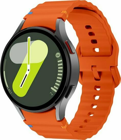 Wave Sportband - Maat: S/M - Oranje -  Samsung Galaxy Watch 4 Classic - 42mm &amp; 46mm