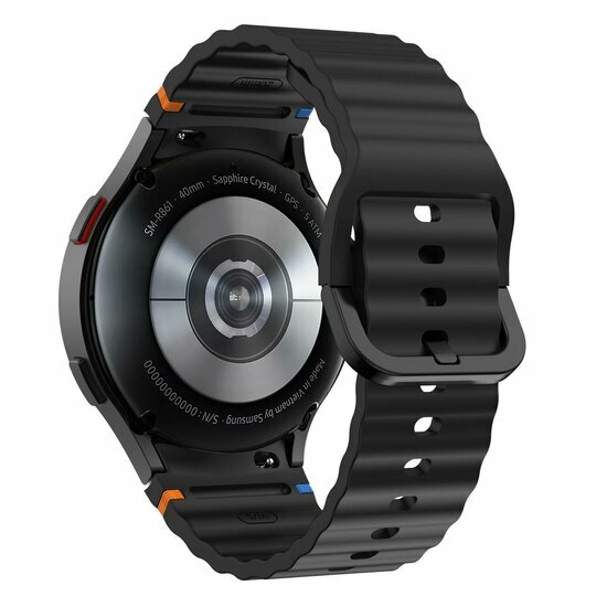 Wave Sportband - Maat: S/M - Zwart -  Samsung Galaxy Watch 4 - 40mm &amp; 44mm