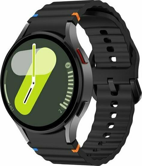 Wave Sportband - Maat: S/M - Zwart -  Samsung Galaxy Watch 5 (Pro) - 40mm / 44mm / 45mm