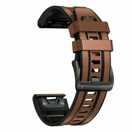 leer + siliconen bandje - Bruin - Garmin Quatix 8 - 47mm