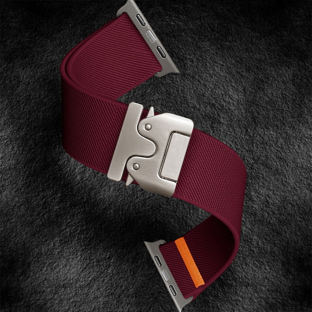 Nylon bandje met Parachute sluiting - Bordeaux - Geschikt voor Apple Watch 44mm / 45mm&nbsp;/ 46mm / 49mm