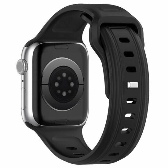 Square siliconen band - Zwart - Geschikt voor Apple Watch 38mm / 40mm / 41mm / 42mm