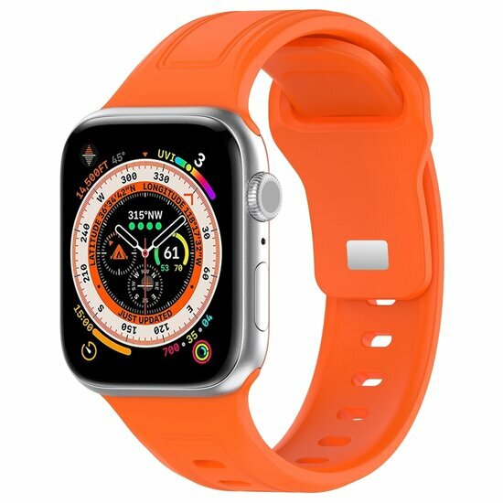 Square siliconen band - Oranje - Geschikt voor Apple Watch 38mm / 40mm / 41mm / 42mm