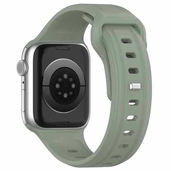 Square siliconen band - Grijsgroen licht - Geschikt voor Apple Watch 38mm / 40mm / 41mm / 42mm