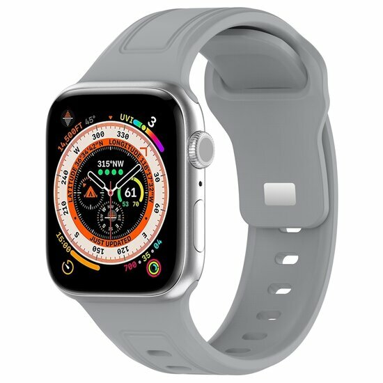 Square siliconen band - Grijs - Geschikt voor Apple Watch 38mm / 40mm / 41mm / 42mm