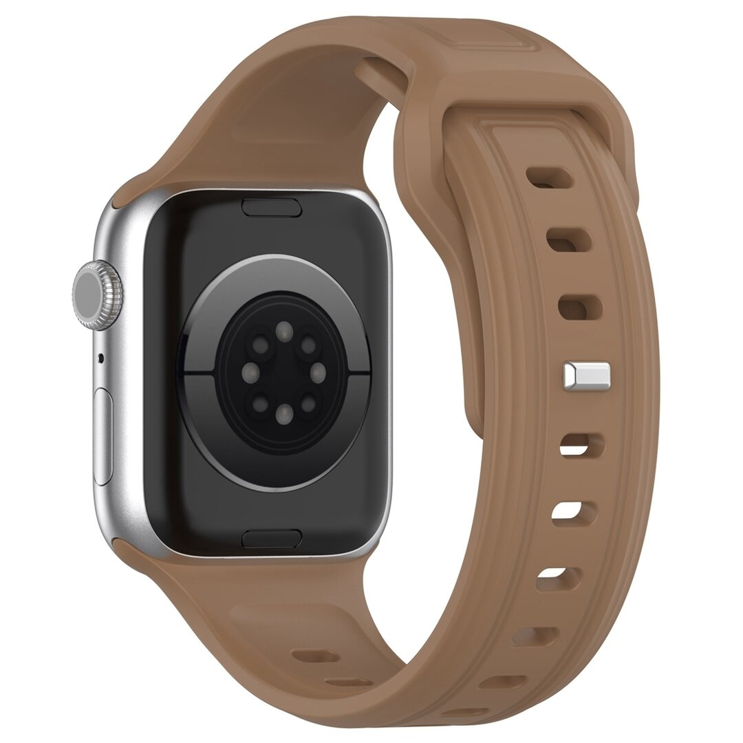 Square siliconen band - Bruin - Geschikt voor Apple Watch 44mm / 45mm&nbsp;/ 46mm / 49mm