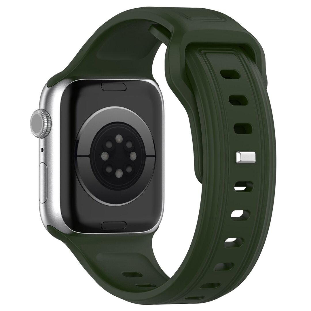 Square siliconen band - Donkergroen - Geschikt voor Apple Watch 44mm / 45mm&nbsp;/ 46mm / 49mm