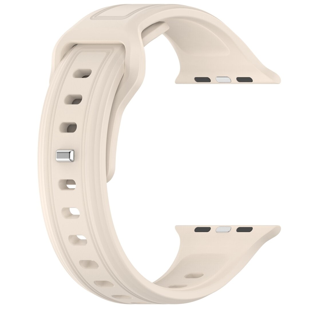Square siliconen band - Beige - Geschikt voor Apple Watch 44mm / 45mm&nbsp;/ 46mm / 49mm