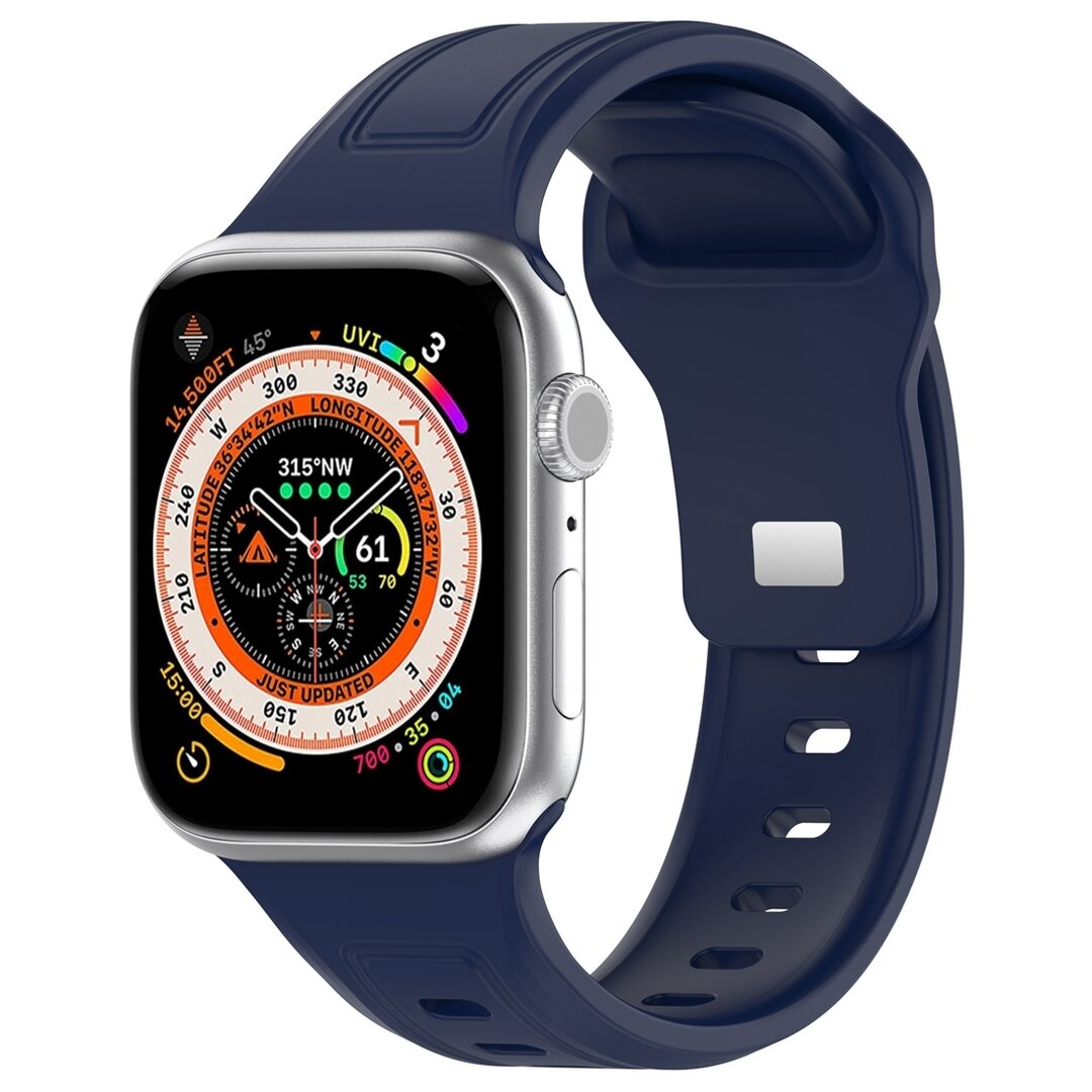 Square siliconen band - Navy - Geschikt voor Apple Watch 44mm / 45mm&nbsp;/ 46mm / 49mm