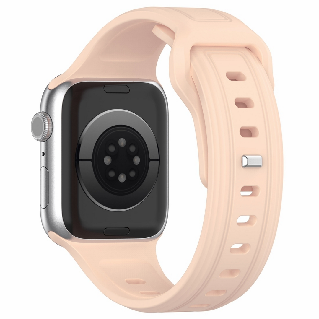 Square siliconen band - Zandroze - Geschikt voor Apple Watch 44mm / 45mm&nbsp;/ 46mm / 49mm
