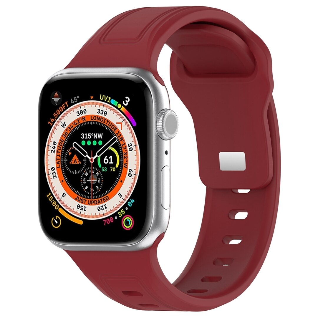 Square siliconen band - Bordeaux - Geschikt voor Apple Watch 44mm / 45mm&nbsp;/ 46mm / 49mm