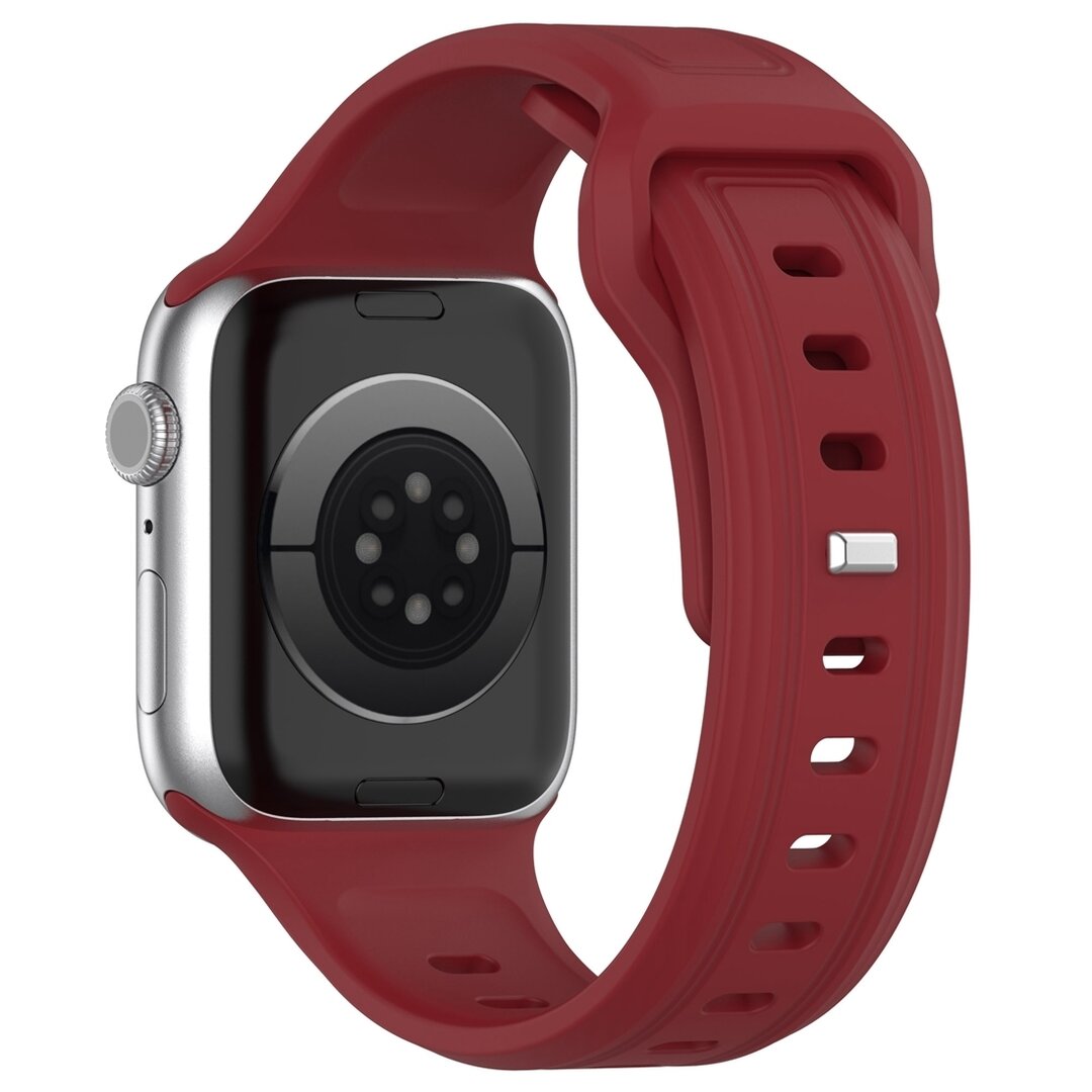 Square siliconen band - Bordeaux - Geschikt voor Apple Watch 44mm / 45mm&nbsp;/ 46mm / 49mm