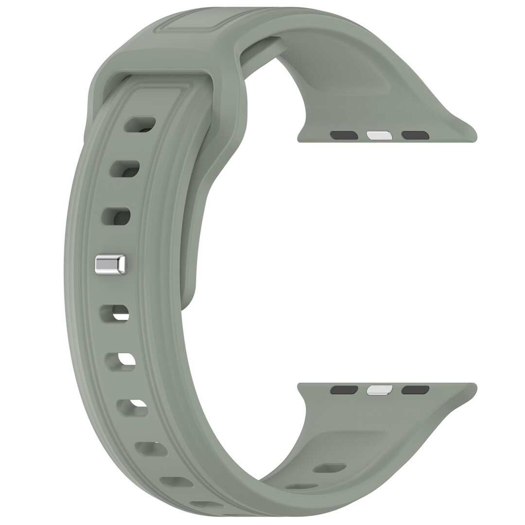 Square siliconen band - Grijsgroen licht - Geschikt voor Apple Watch 44mm / 45mm&nbsp;/ 46mm / 49mm