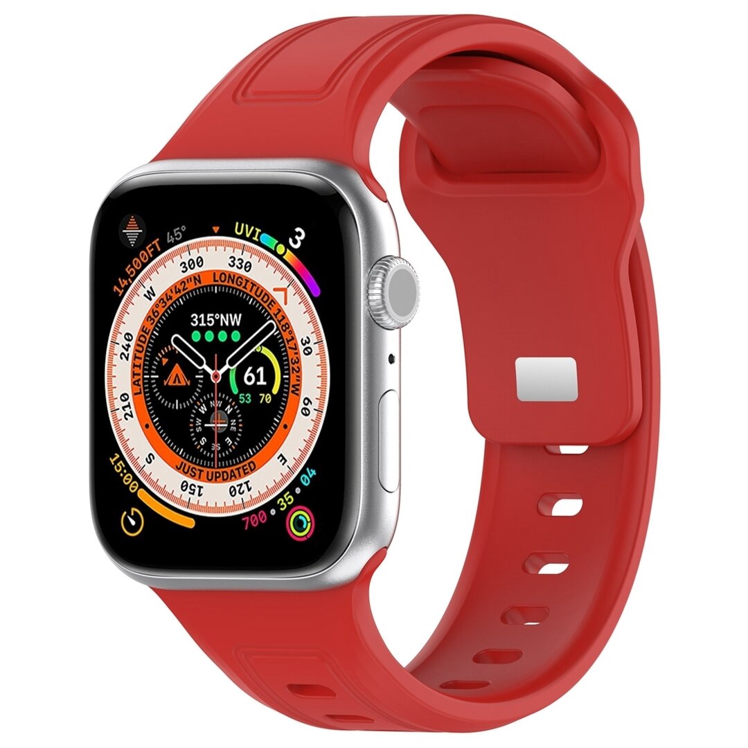 Square siliconen band - Rood - Geschikt voor Apple Watch 44mm / 45mm&nbsp;/ 46mm / 49mm