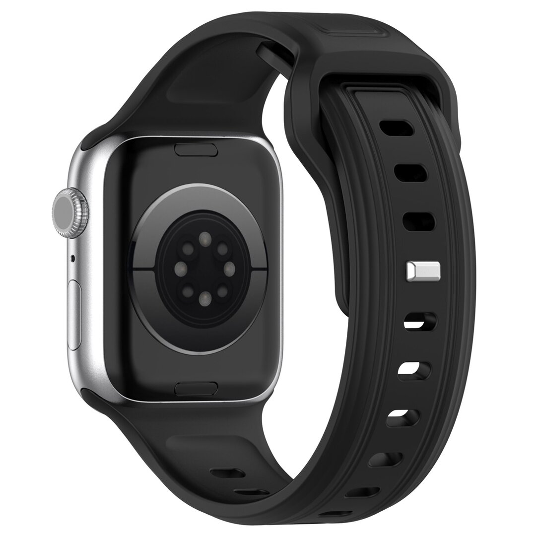Square siliconen band - Zwart - Geschikt voor Apple Watch 44mm / 45mm&nbsp;/ 46mm / 49mm