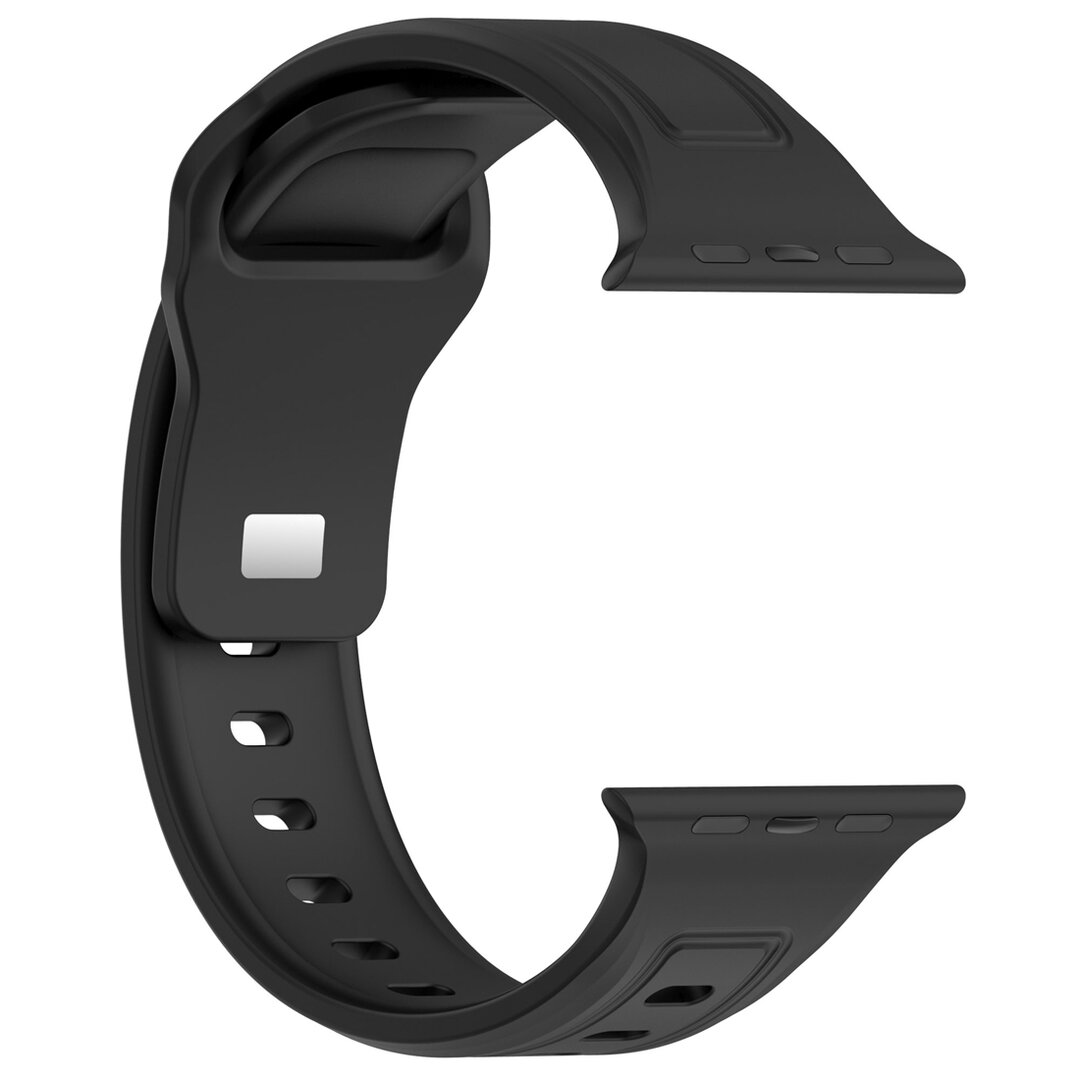 Square siliconen band - Zwart - Geschikt voor Apple Watch 44mm / 45mm&nbsp;/ 46mm / 49mm