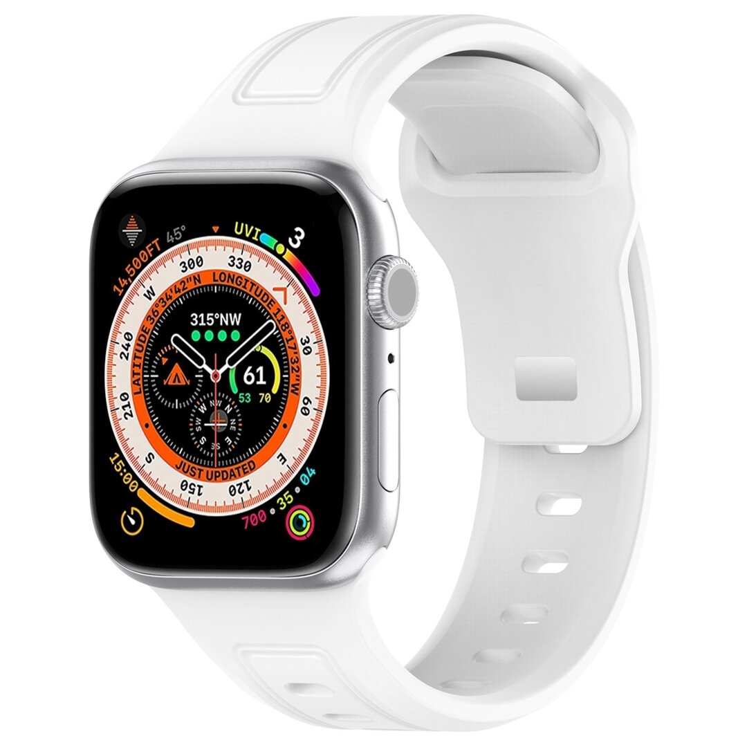 Square siliconen band - Wit - Geschikt voor Apple Watch 44mm / 45mm&nbsp;/ 46mm / 49mm