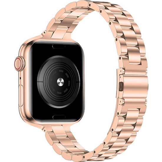 Stalen slim fit schakelband - Ros&eacute; goud - Geschikt voor Apple watch 44mm / 45mm&nbsp;/ 46mm / 49mm