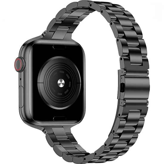 Stalen slim fit schakelband - Zwart - Geschikt voor Apple watch 44mm / 45mm&nbsp;/ 46mm / 49mm
