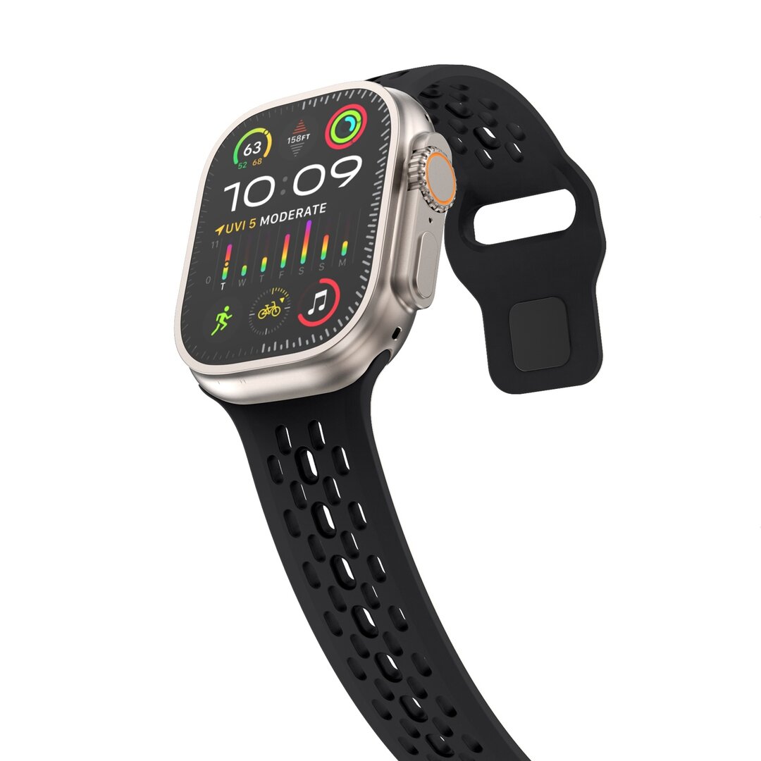 Ultimate Sport Edition bandje - Zwart - Geschikt voor Apple Watch 44mm / 45mm / 46mm / 49mm