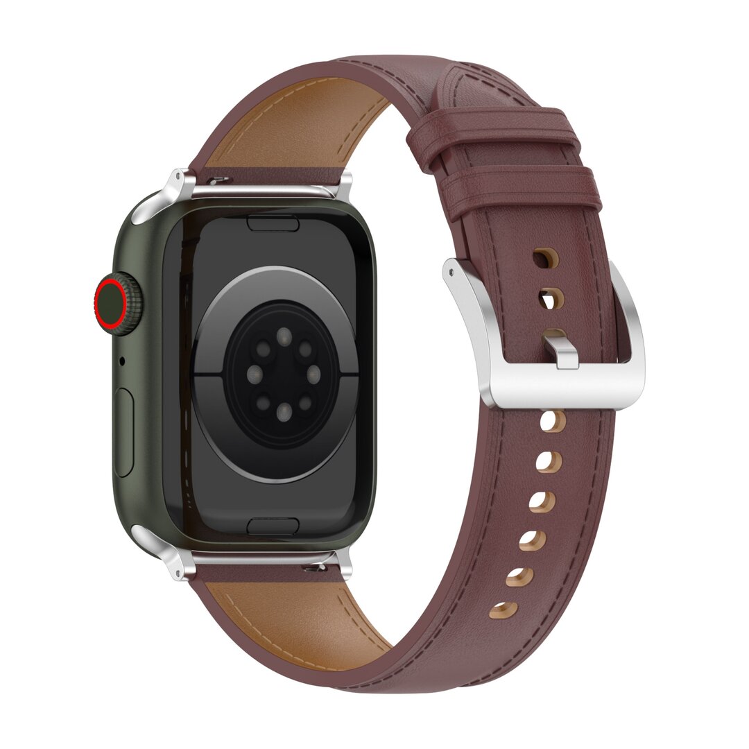 Luxe leren bandje - Donkerbruin - Geschikt voor Apple Watch 38mm / 40mm / 41mm / 42mm
