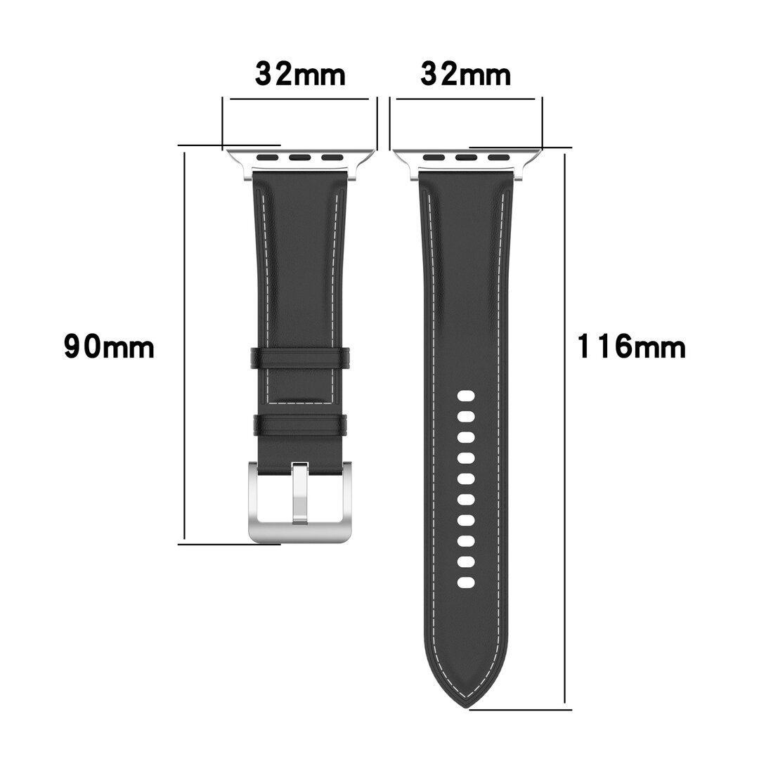 Luxe leren bandje - Lichtbruin - Geschikt voor Apple Watch 38mm / 40mm / 41mm / 42mm