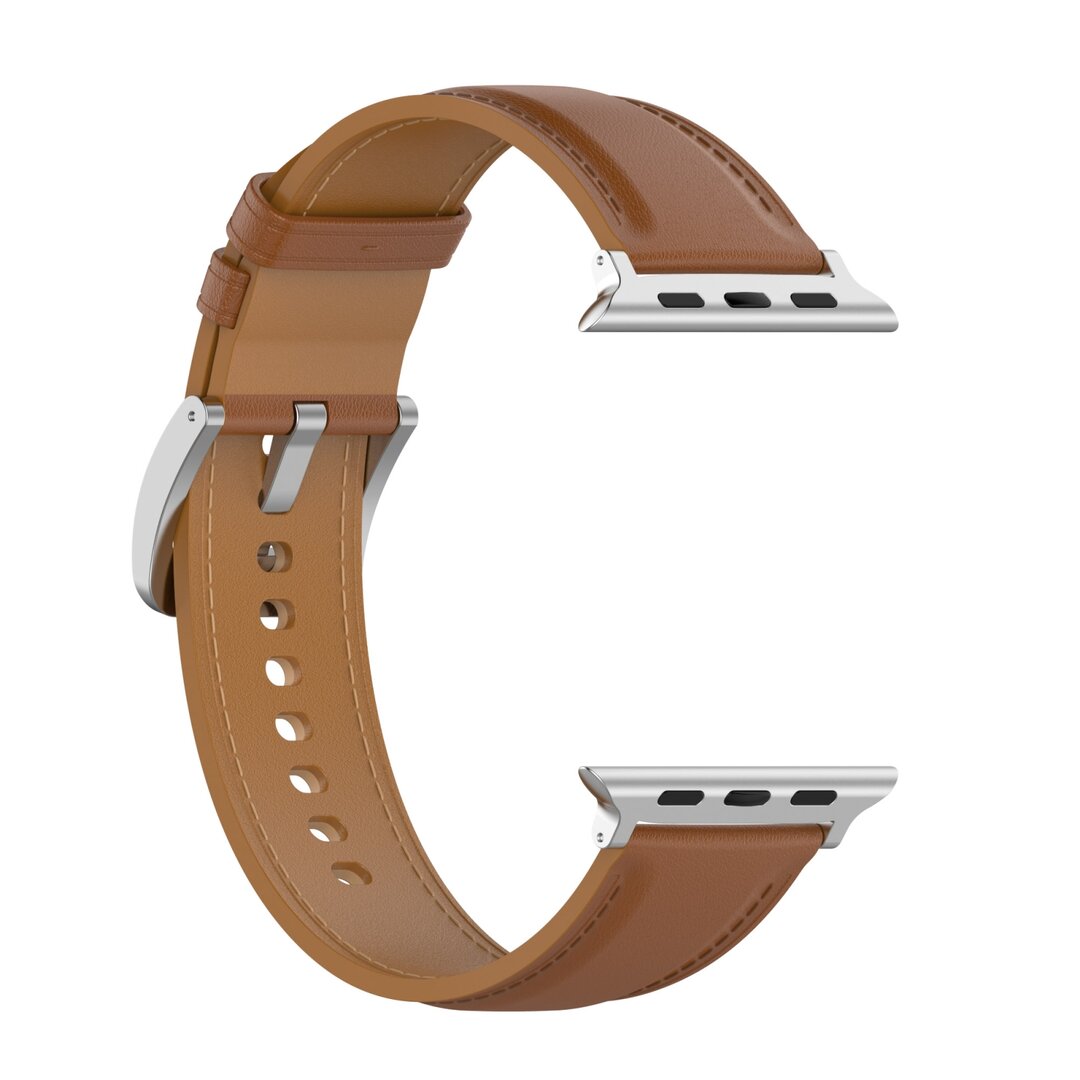 Luxe leren bandje - Lichtbruin - Geschikt voor Apple Watch 44mm / 45mm / 46mm / 49mm