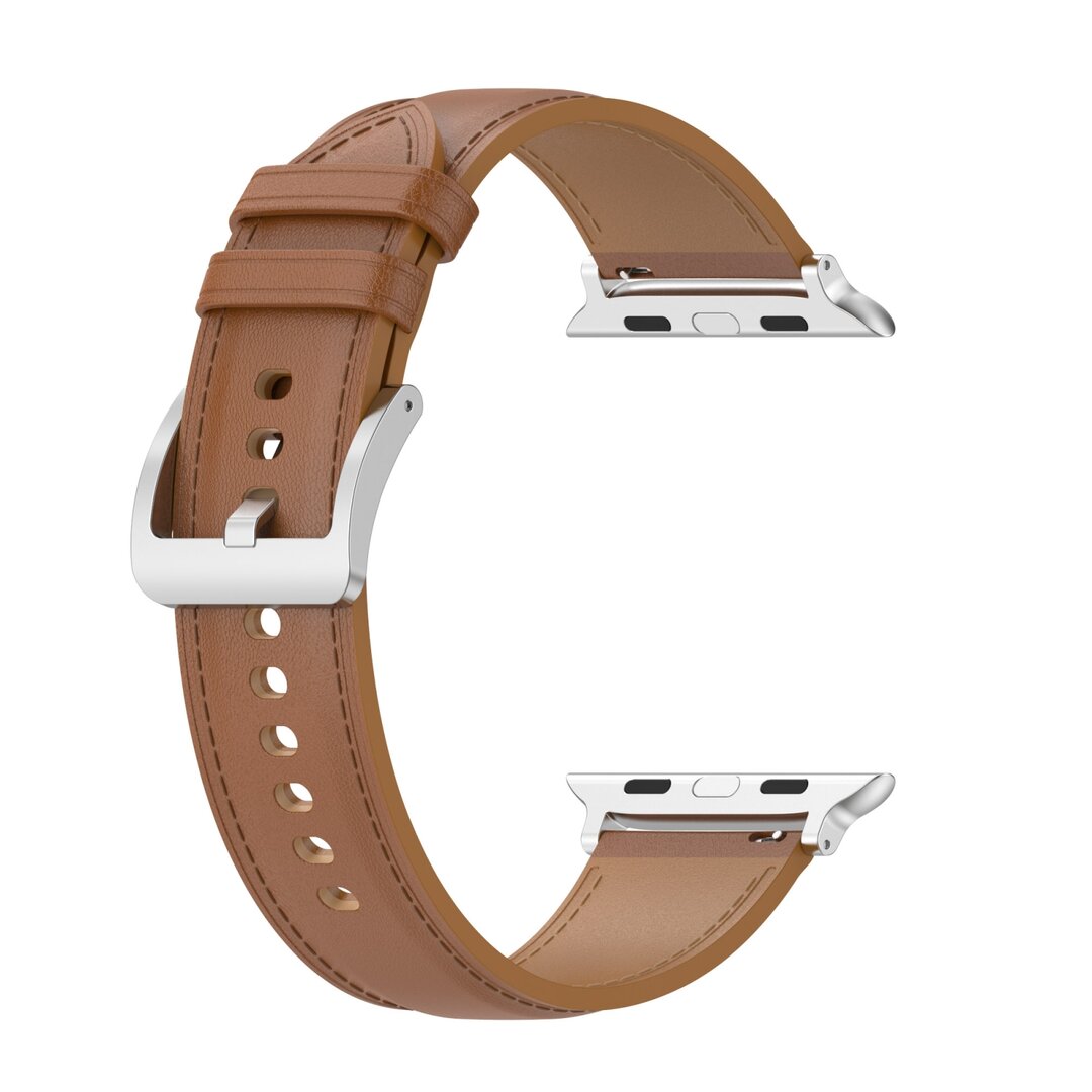Luxe leren bandje - Lichtbruin - Geschikt voor Apple Watch 44mm / 45mm / 46mm / 49mm