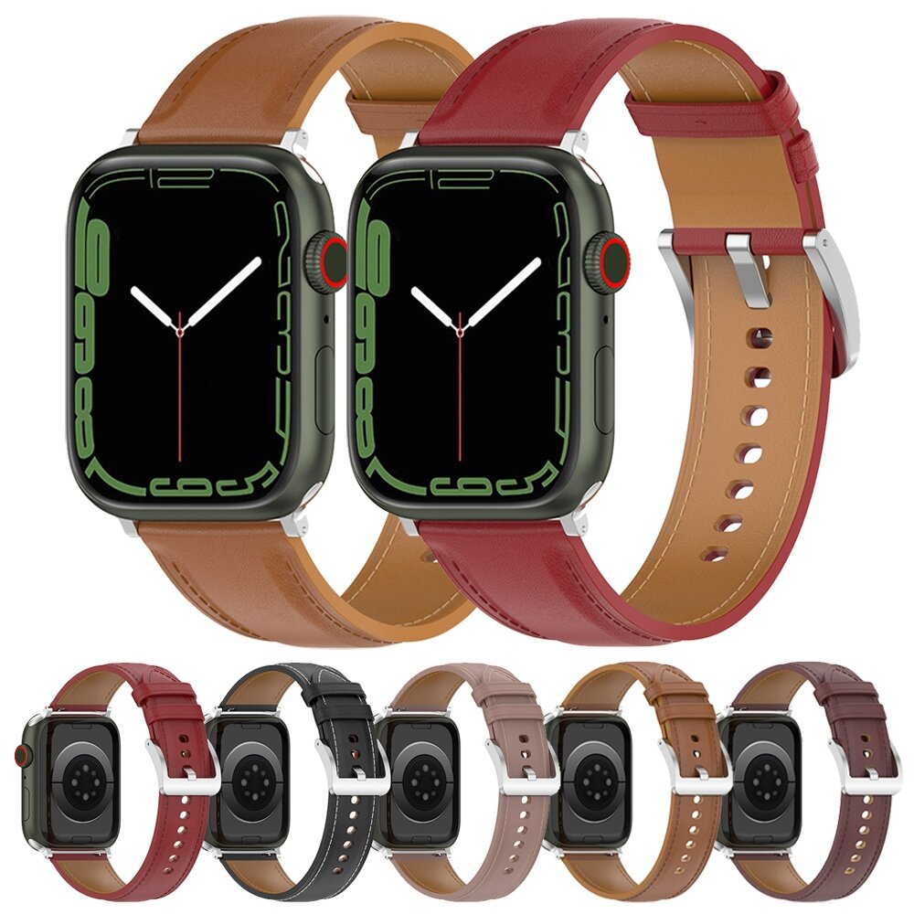 Luxe leren bandje - Zwart - Geschikt voor Apple Watch 44mm / 45mm / 46mm / 49mm