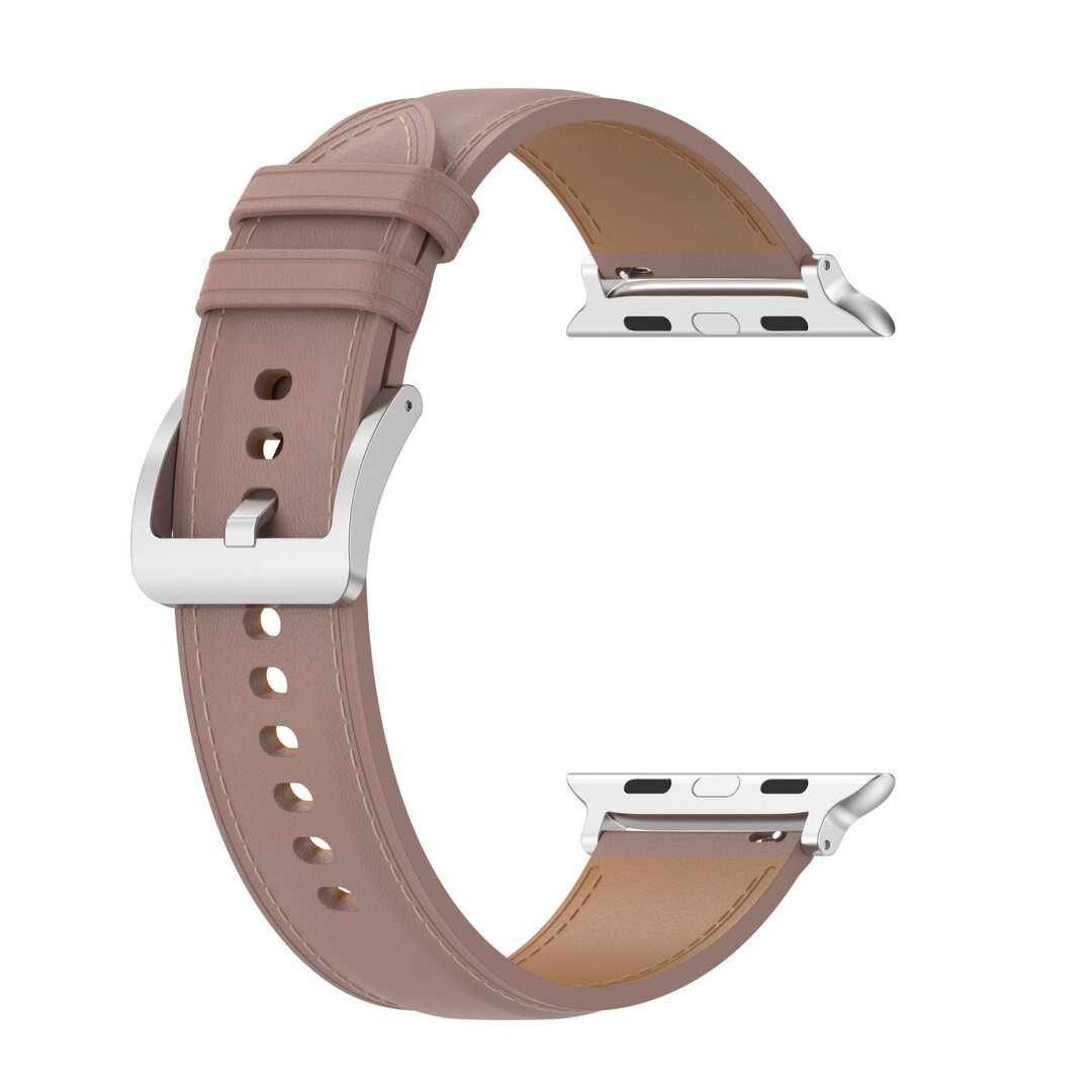 Luxe leren bandje - Oudroze - Geschikt voor Apple Watch 44mm / 45mm / 46mm / 49mm