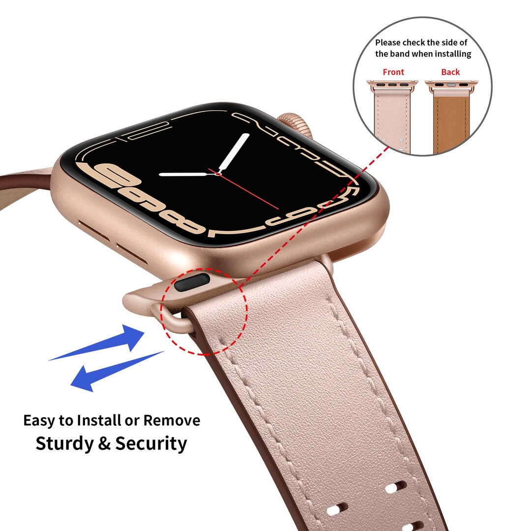 Leren band met twin gesp - Roze - Geschikt voor Apple Watch 44mm / 45mm / 46mm / 49mm