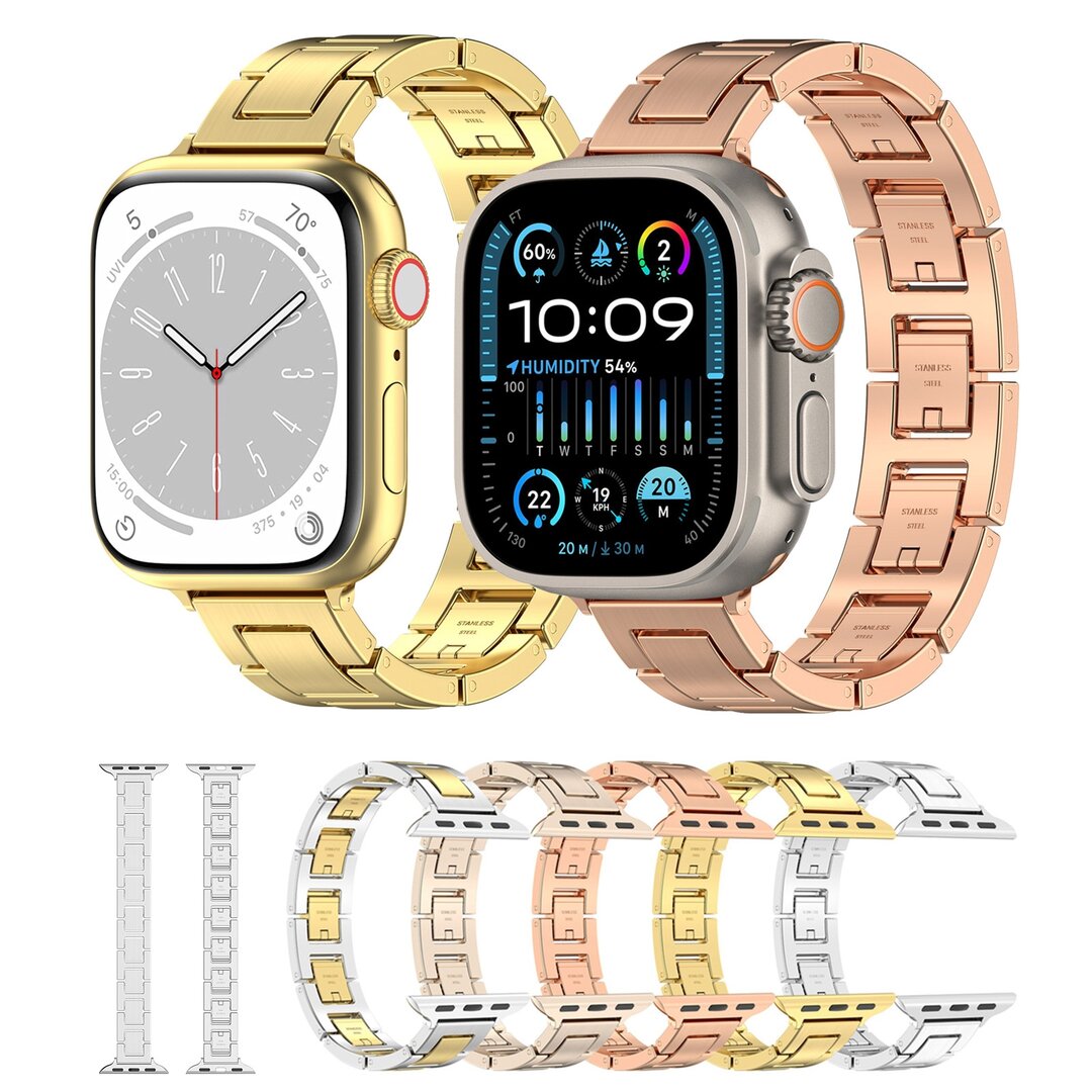Slim Stainless steel quick-release band (small) - Starlight / sterrenlicht - Geschikt voor Apple watch 44mm / 45mm&nbsp;/ 46mm / 49mm