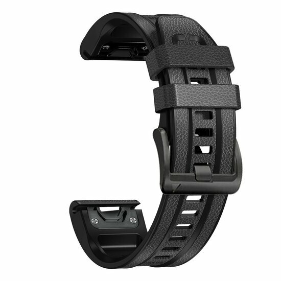leer + siliconen bandje - Donkergrijs - Garmin Fenix 8 / 8 Pro - 51mm