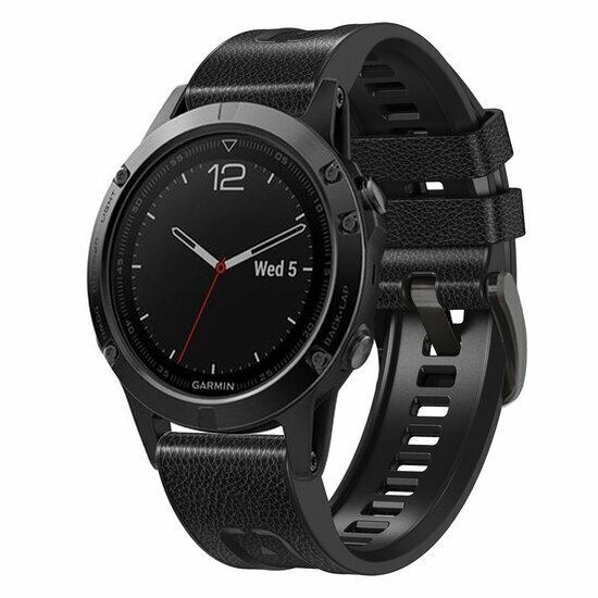 leer + siliconen bandje - Zwart - Garmin Fenix 8 / 8 Pro - 51mm