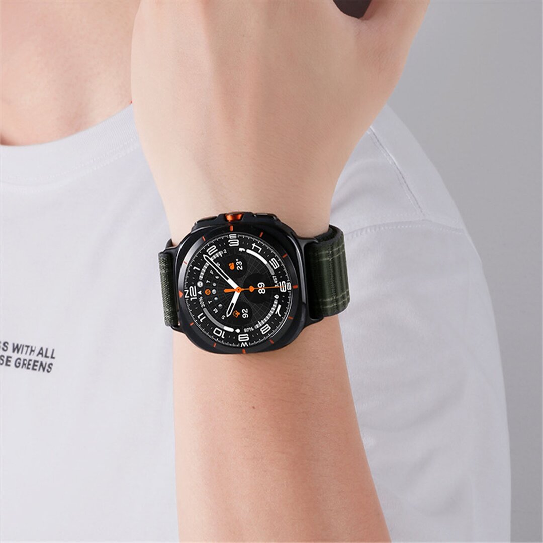 Nylon Wave band - Zwart - Samsung Galaxy Watch Ultra 47mm