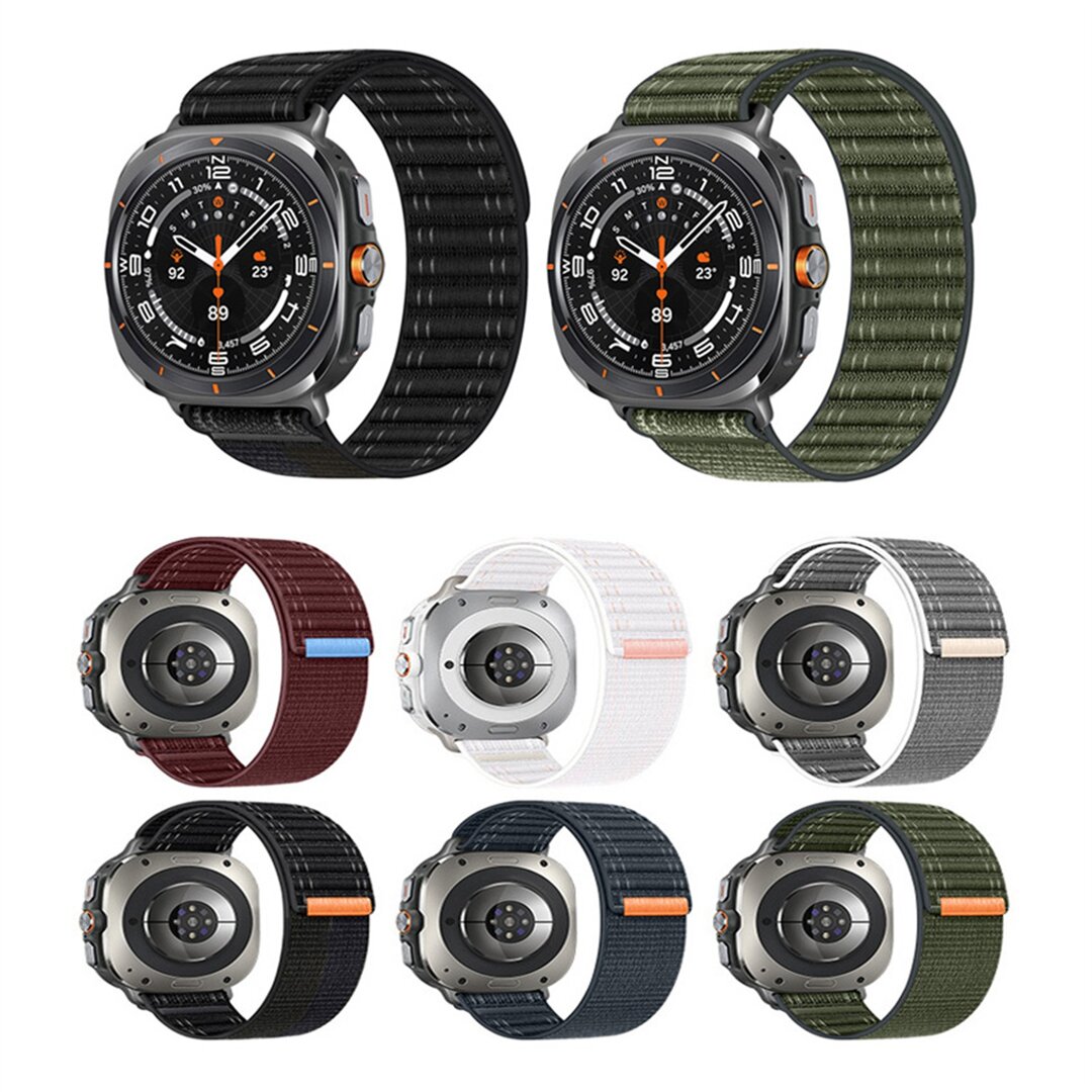 Nylon Wave band - Zwart - Samsung Galaxy Watch Ultra 47mm