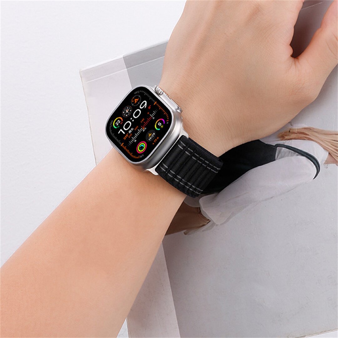 Nylon Wave band - Donkerblauw - Geschikt voor Apple Watch 44mm / 45mm / 46mm / 49mm