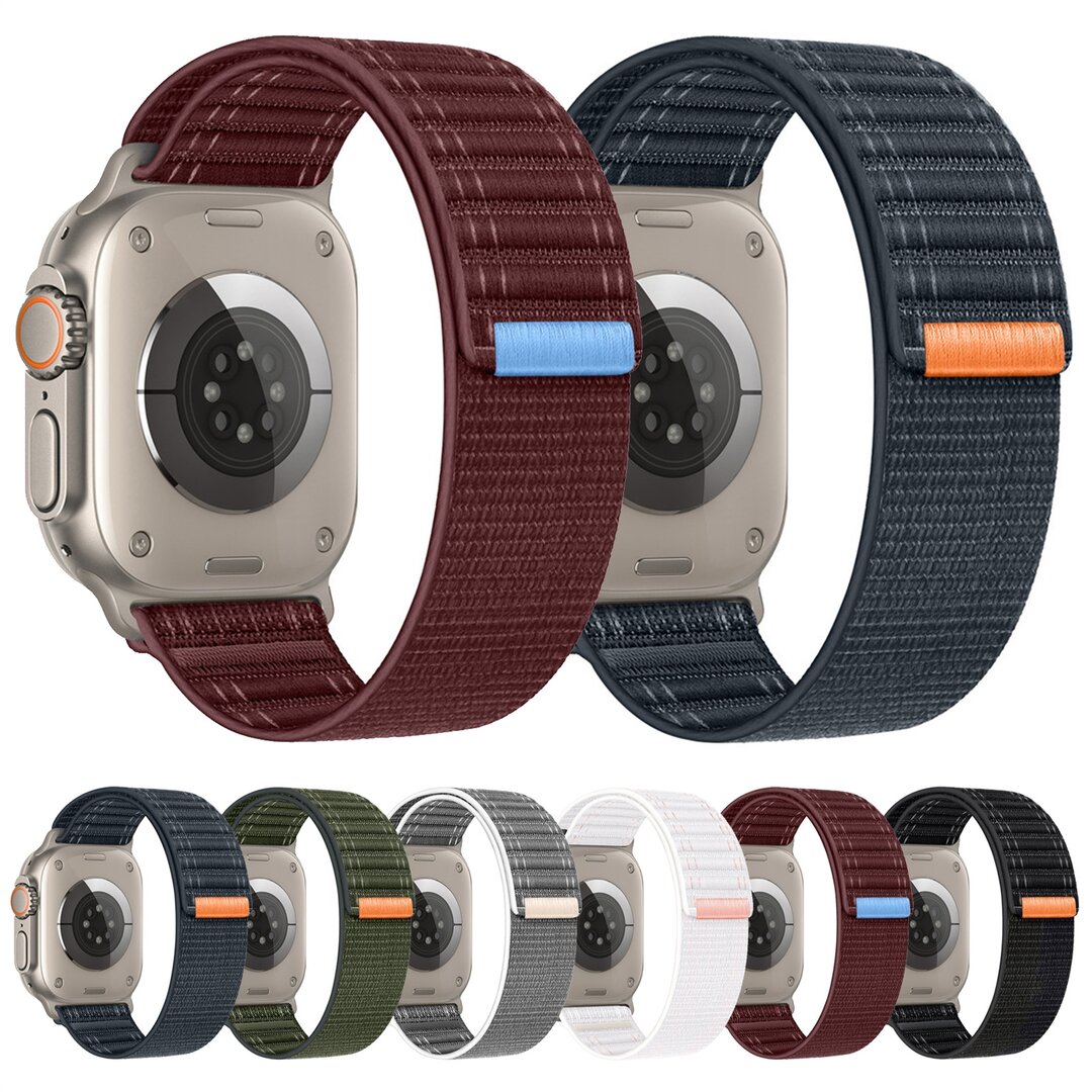 Nylon Wave band - Donkerblauw - Geschikt voor Apple Watch 44mm / 45mm / 46mm / 49mm