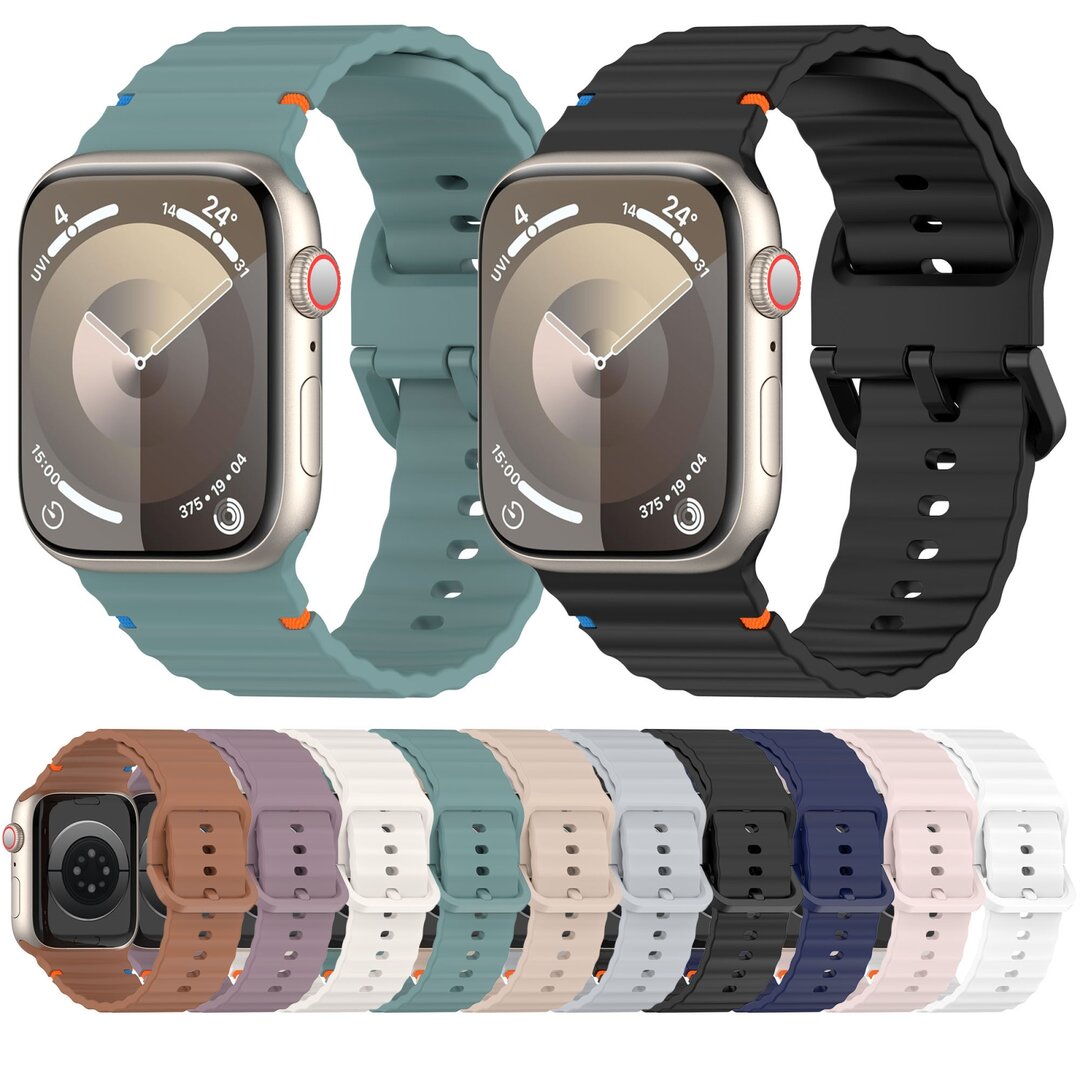Wave sportband - Grijs - Geschikt voor Apple Watch 38mm / 40mm / 41mm / 42mm