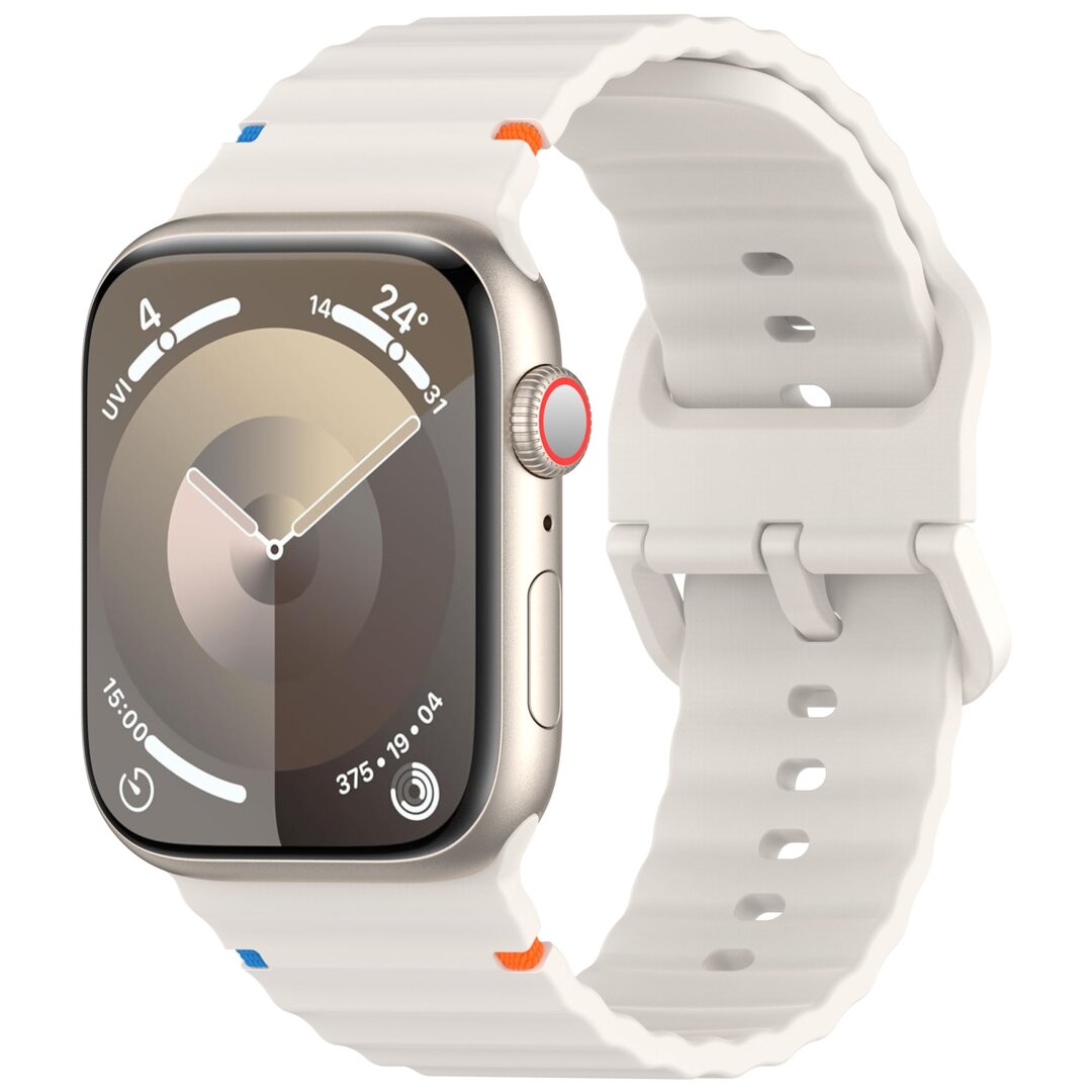 Wave sportband - Sterrenlicht / starlight - Geschikt voor Apple Watch 44mm / 45mm / 46mm / 49mm