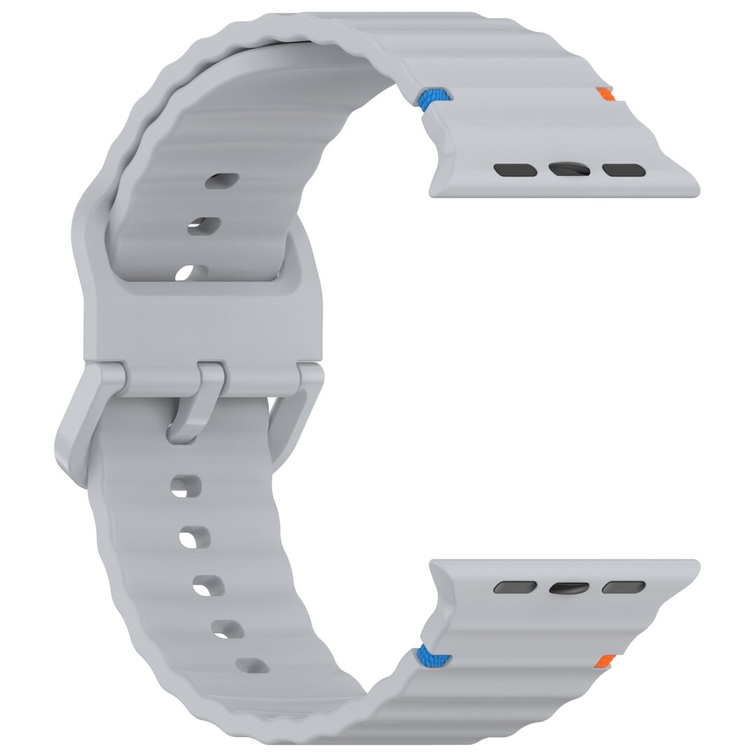 Wave sportband - Grijs - Geschikt voor Apple Watch 44mm / 45mm / 46mm / 49mm