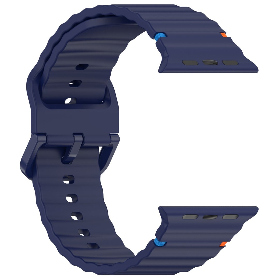 Wave sportband - Donkerblauw - Geschikt voor Apple Watch 44mm / 45mm / 46mm / 49mm