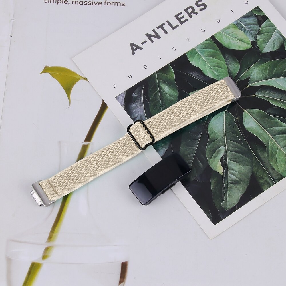 Fitbit Inspire 3 - Elastische solo loop nylon bandje - Beige
