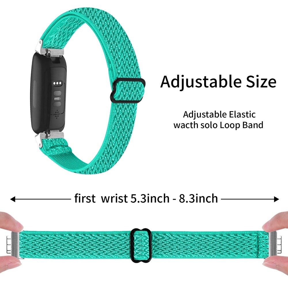 Fitbit Inspire 3 - Elastische solo loop nylon bandje - Turquoise