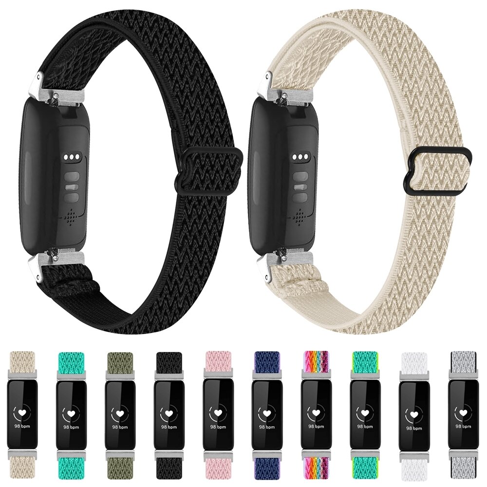 Fitbit Inspire 3 - Elastische solo loop nylon bandje - Groen