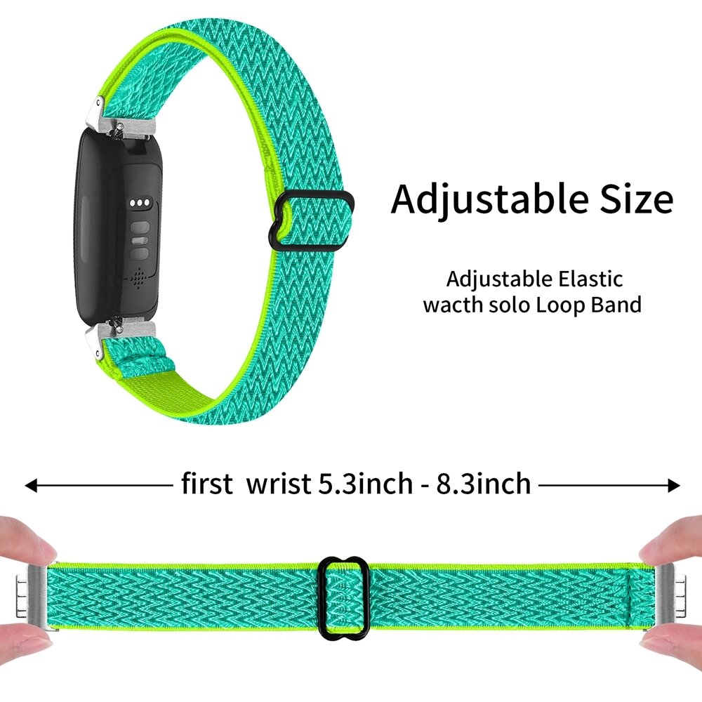 Fitbit Inspire 3 - Elastische solo loop nylon bandje - Mintgroen