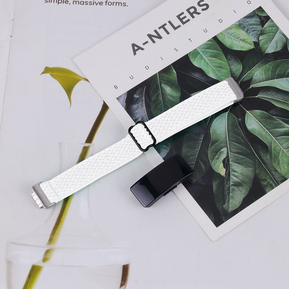 Fitbit Inspire 3 - Elastische solo loop nylon bandje - Wit