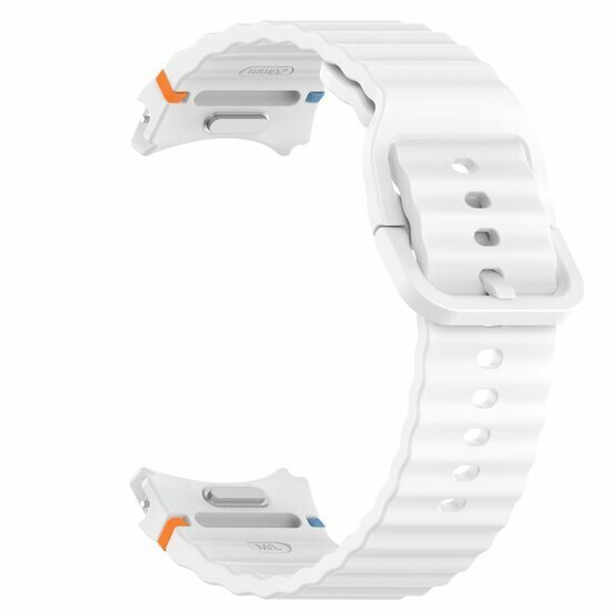 Wave Sportband met aansluitknop - Wit -  Samsung Galaxy Watch 6 Classic - 47mm &amp; 43mm