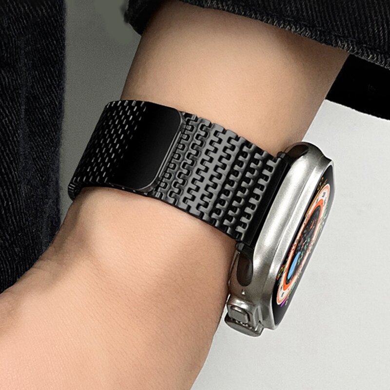 Stainless Steel Loop band - Goud - Extra strong - Geschikt voor Apple Watch 44mm / 45mm&nbsp;/ 46mm / 49mm