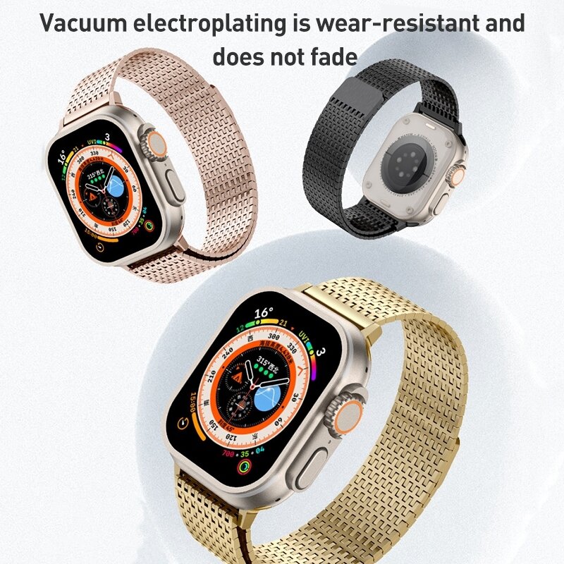 Stainless Steel Loop band - Zwart - Extra strong - Geschikt voor Apple Watch 44mm / 45mm&nbsp;/ 46mm / 49mm